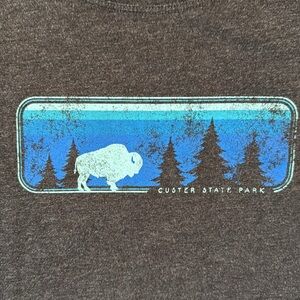 Custer State Park South Dakota Bison T-Shirt Short Sleeve Dark Heather Gray XL
